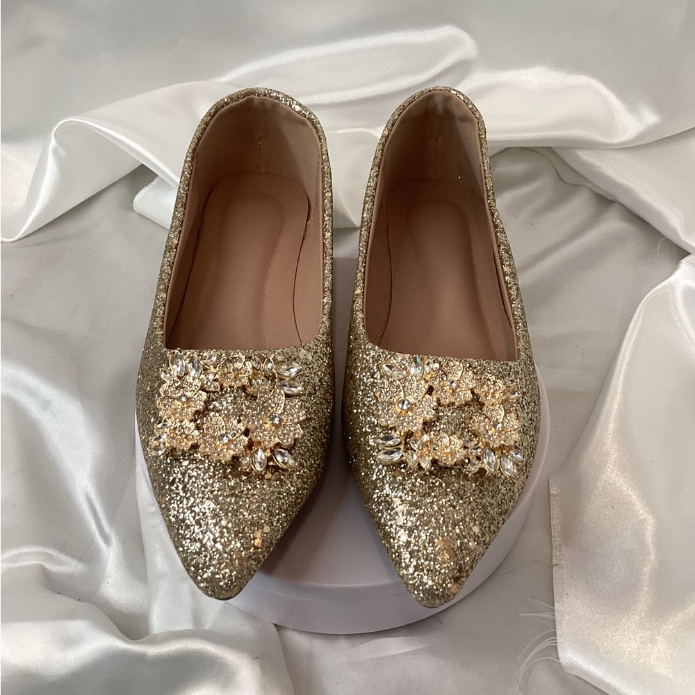 Elegant Gold Glitter Women's Shoes